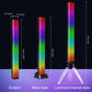 RGB LED light bar dimension diagram with illuminated bracket and tripod base