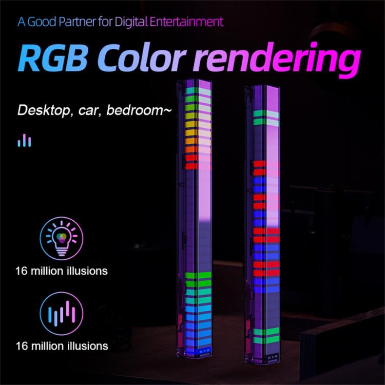 Two RGB light pickup lamps on stands with vertical rainbow LED bars for app control