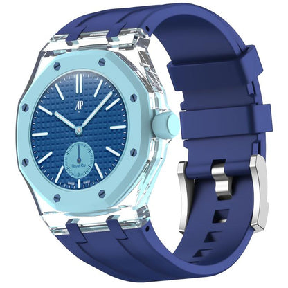 Three O Clock Direction Clear Plastic Case Integrated Silicone Watch Band, For Swatch Royal Pop