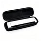Black zippered scanner storage case holding a portable document scanner, partially shown.