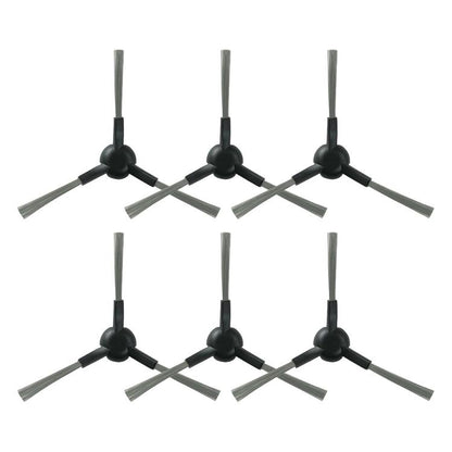 Set of six gray side brushes with black pivot hubs for robotic vacuum