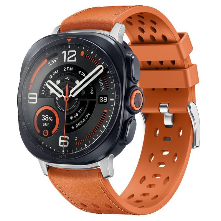 Mesh Vegan Leather-Coated Silicone Watch Band, For Galaxy Watch Ultra2 2026 / 2025 / 1 2024