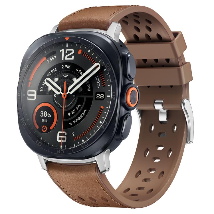 Mesh Vegan Leather-Coated Silicone Watch Band, For Galaxy Watch Ultra2 2026 / 2025 / 1 2024