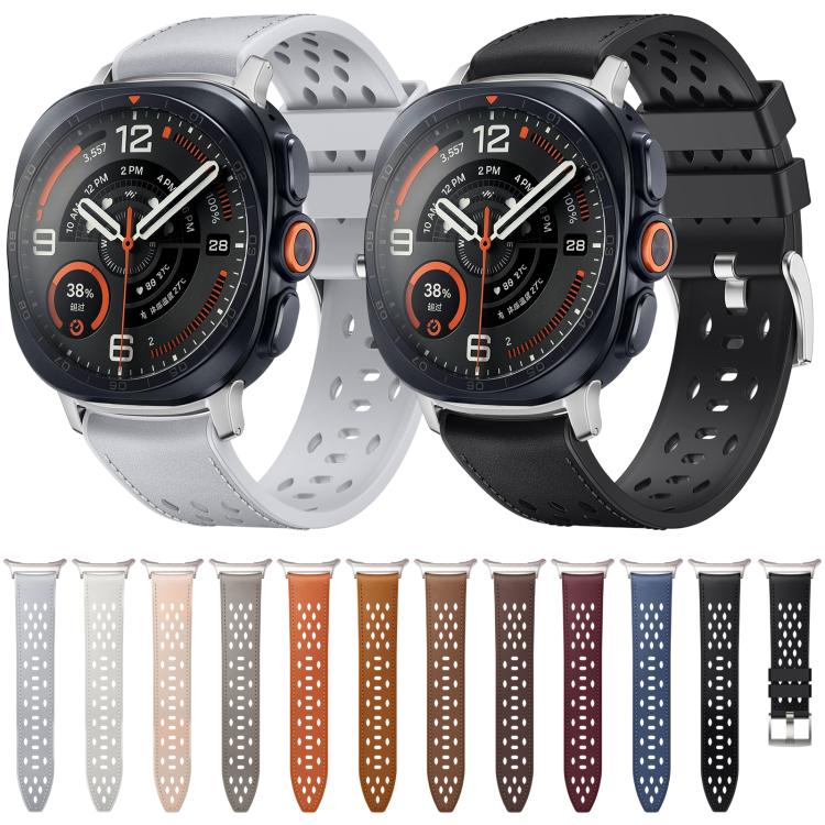 Mesh Vegan Leather-Coated Silicone Watch Band, For Galaxy Watch Ultra2 2026 / 2025 / 1 2024