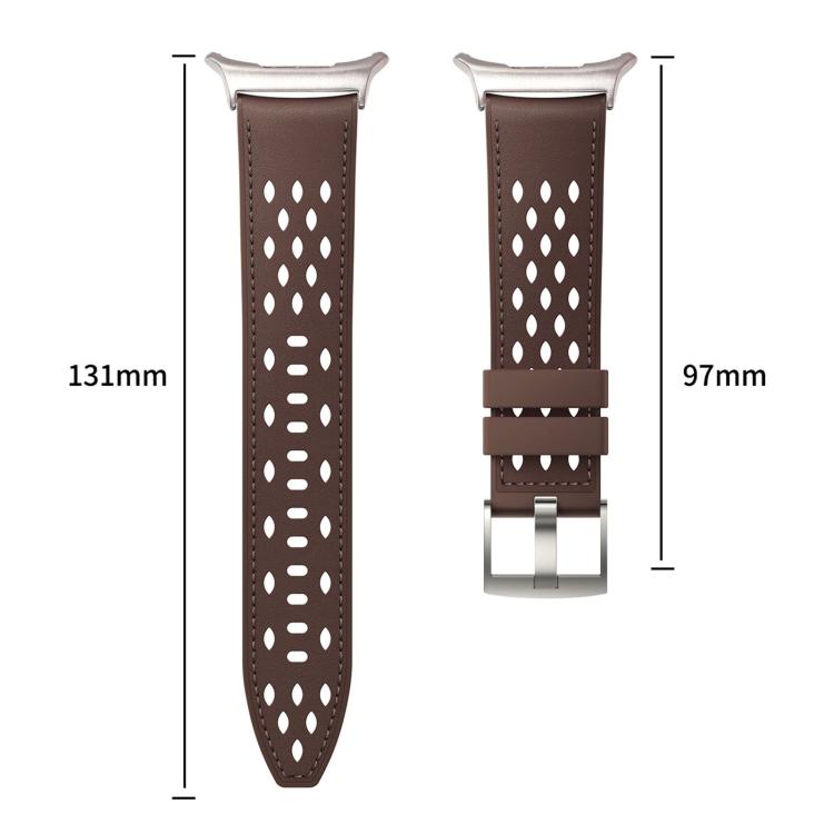 Mesh Vegan Leather-Coated Silicone Watch Band, For Galaxy Watch Ultra2 2026 / 2025 / 1 2024