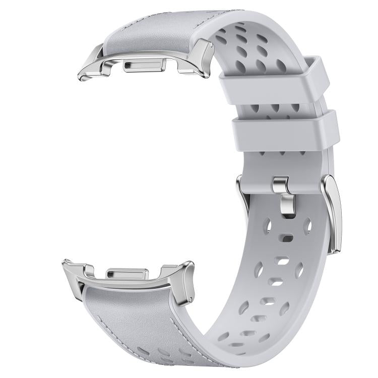 Mesh Vegan Leather-Coated Silicone Watch Band, For Galaxy Watch9 / 8 / 8 Classic