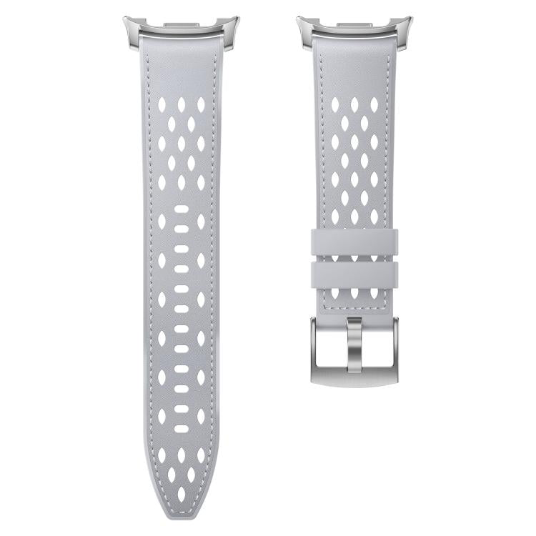 Mesh Vegan Leather-Coated Silicone Watch Band, For Galaxy Watch9 / 8 / 8 Classic