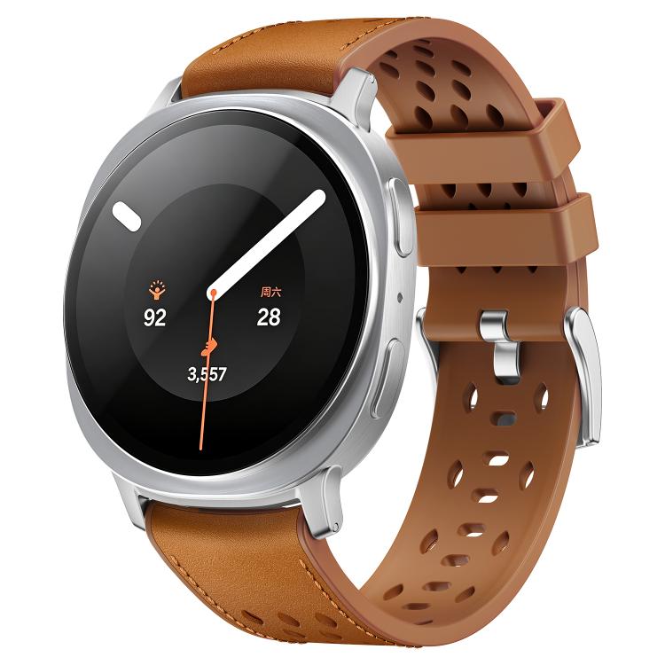 Mesh Vegan Leather-Coated Silicone Watch Band, For Galaxy Watch9 / 8 / 8 Classic