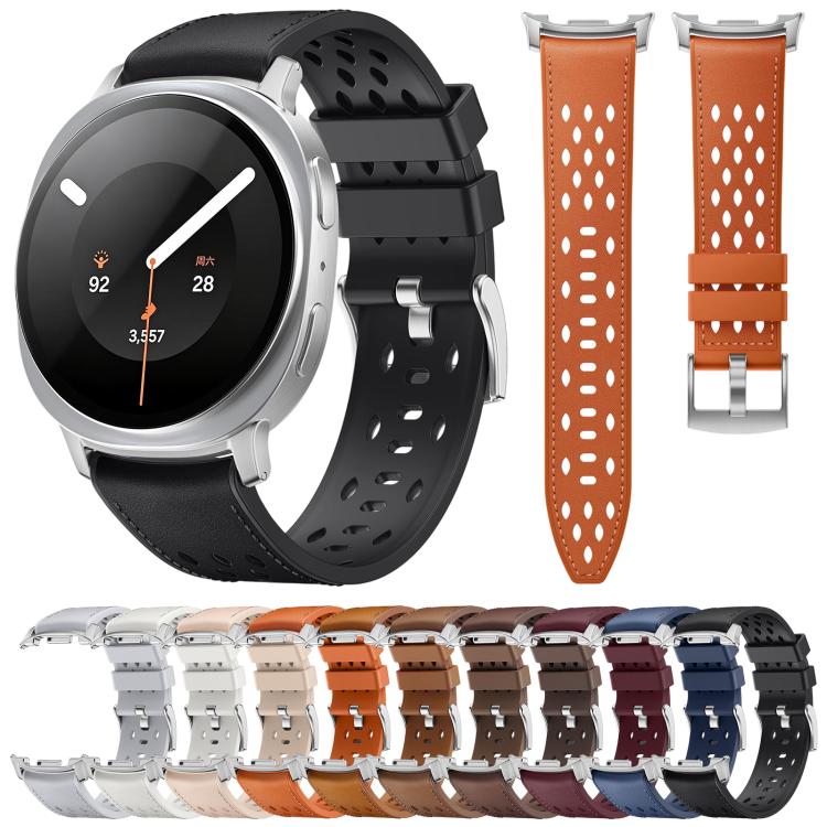 Mesh Vegan Leather-Coated Silicone Watch Band, For Galaxy Watch9 / 8 / 8 Classic