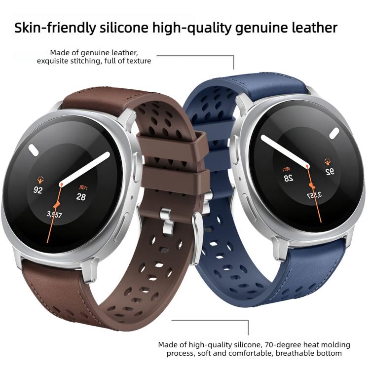 Mesh Vegan Leather-Coated Silicone Watch Band, For Galaxy Watch9 / 8 / 8 Classic