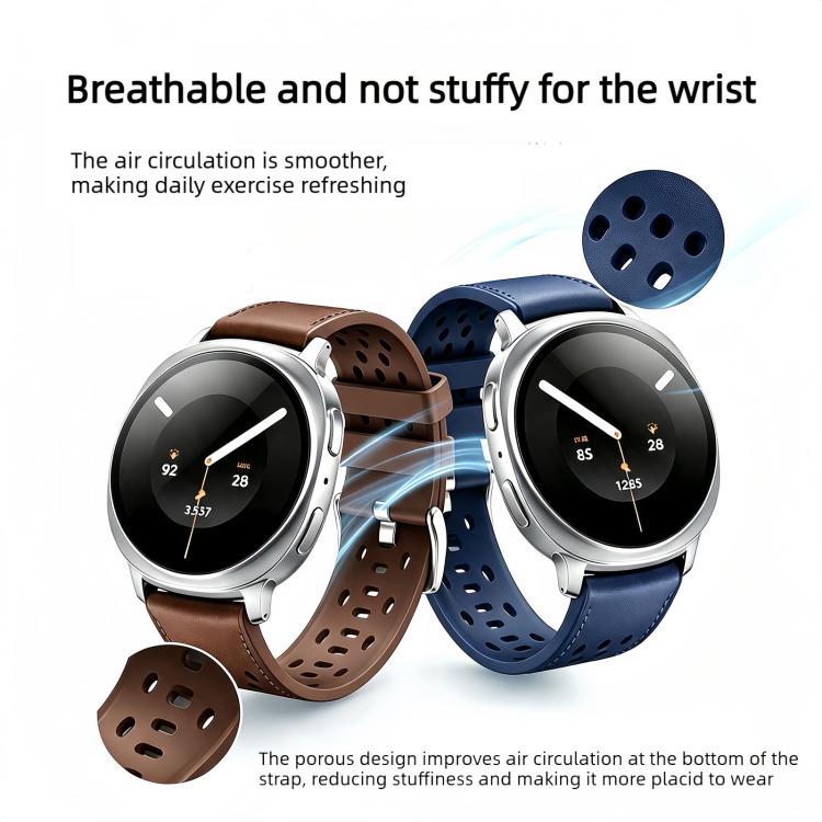 Mesh Vegan Leather-Coated Silicone Watch Band, For Galaxy Watch9 / 8 / 8 Classic