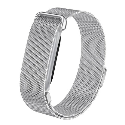 Frosted Clear Plastic Integrated Frame Milanese Stainless Steel Watch Band, For Google Fitbit Air
