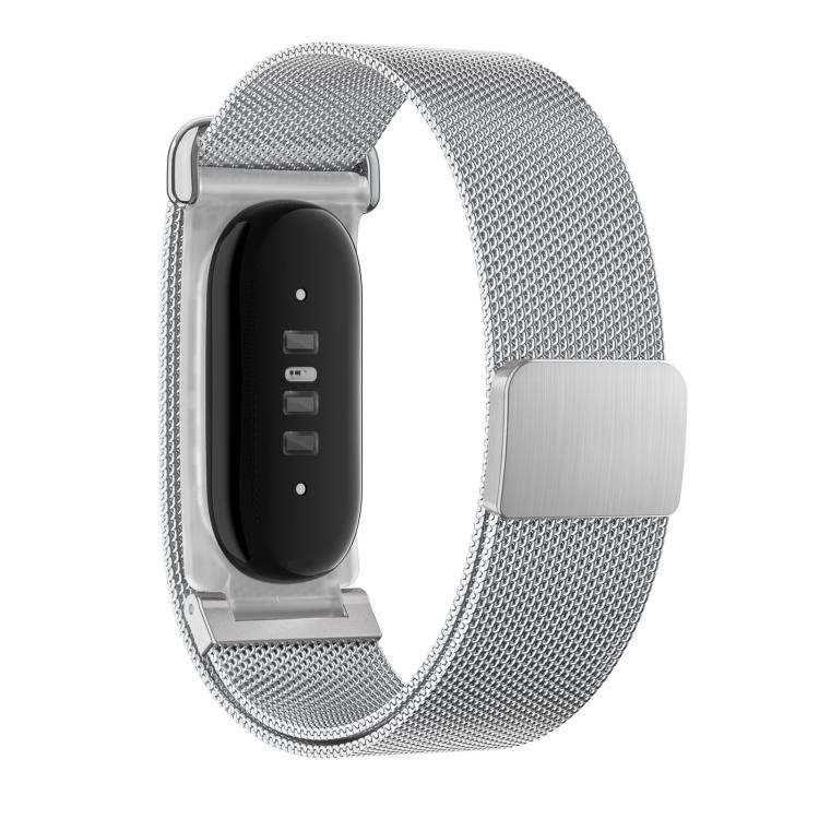 Frosted Clear Plastic Integrated Frame Milanese Stainless Steel Watch Band, For Google Fitbit Air