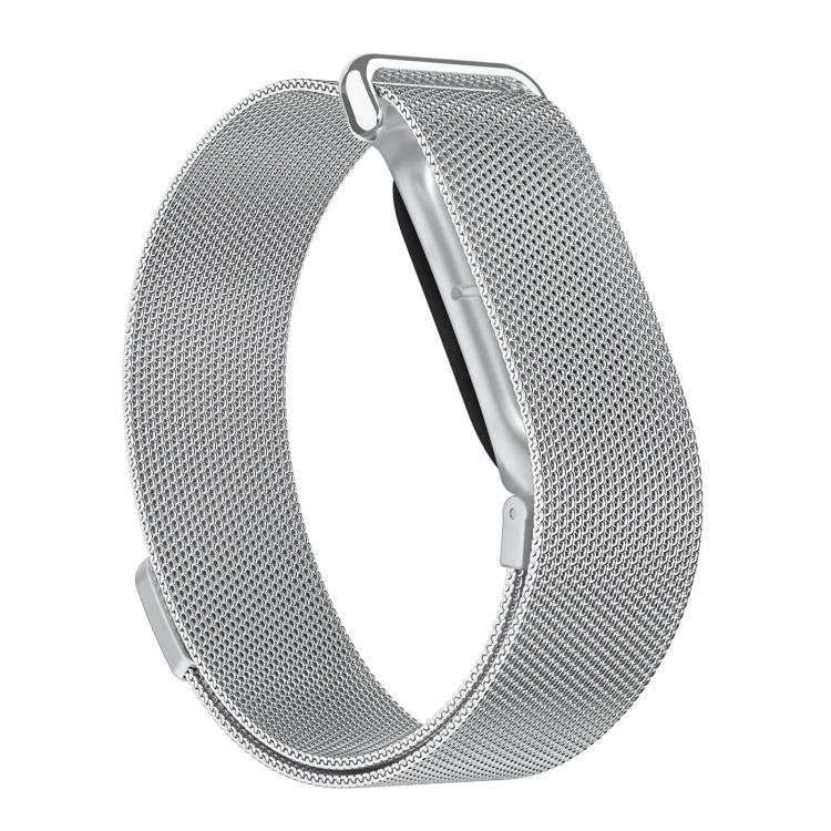 Frosted Clear Plastic Integrated Frame Milanese Stainless Steel Watch Band, For Google Fitbit Air