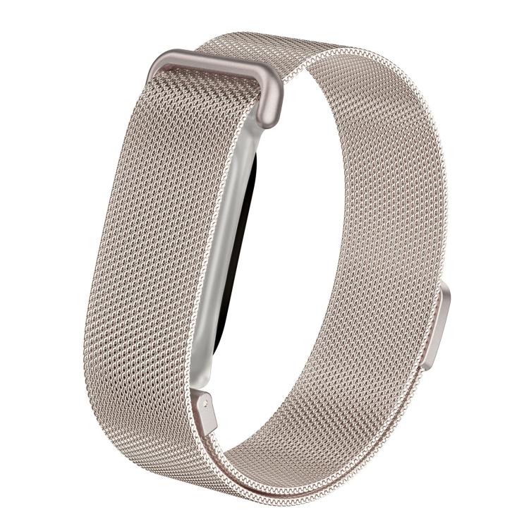 Frosted Clear Plastic Integrated Frame Milanese Stainless Steel Watch Band, For Google Fitbit Air