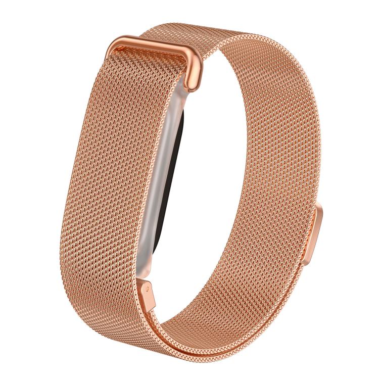 Frosted Clear Plastic Integrated Frame Milanese Stainless Steel Watch Band, For Google Fitbit Air