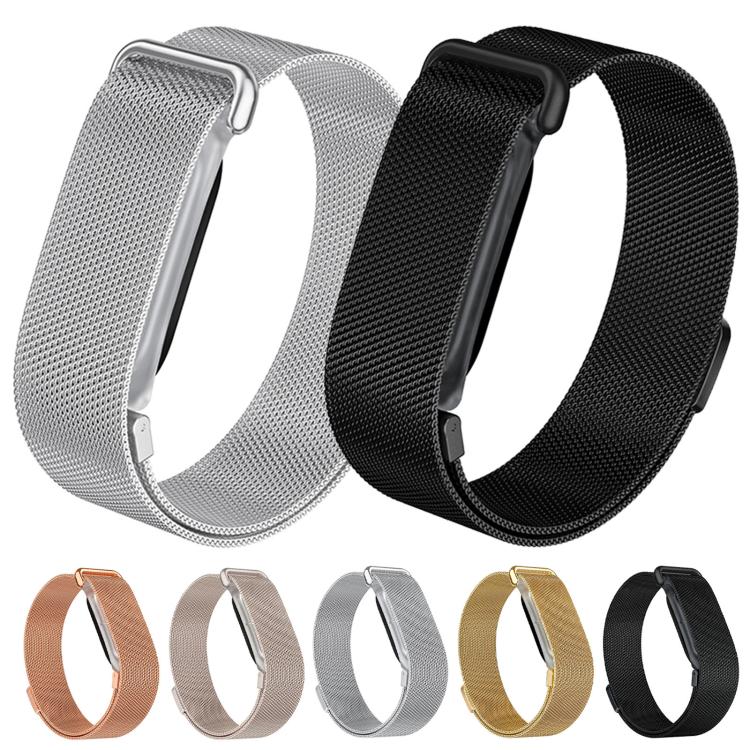 Frosted Clear Plastic Integrated Frame Milanese Stainless Steel Watch Band, For Google Fitbit Air