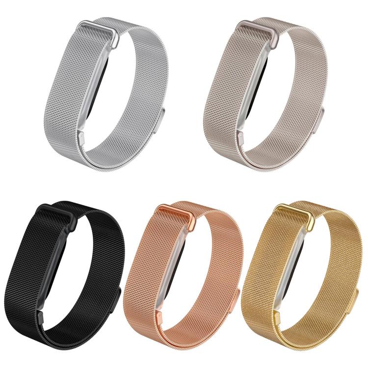 Frosted Clear Plastic Integrated Frame Milanese Stainless Steel Watch Band, For Google Fitbit Air