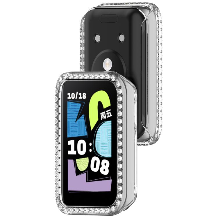 Single Row Diamond Half Coverage Hollow PC Watch Protective Case, For Honor Band 11