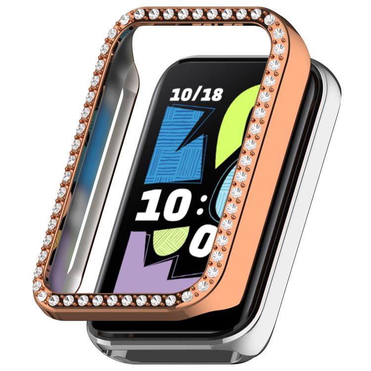 Single Row Diamond Half Coverage Hollow PC Watch Protective Case, For Honor Band 11