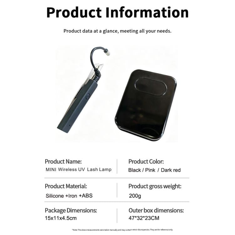 Black UV eyelash curing lamp with wireless foot pedal and connected cable