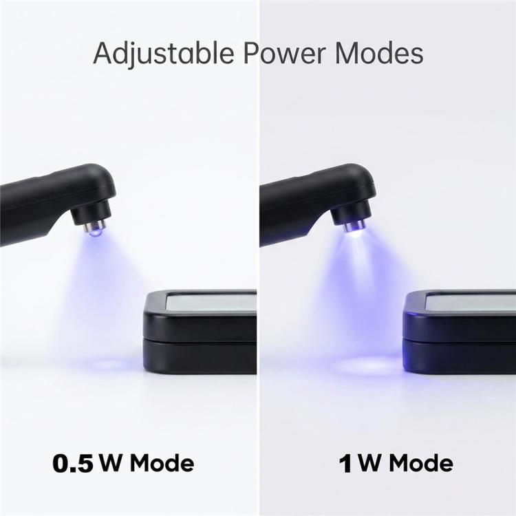 UV lash curing lamp emitting adjustable UV light with black base