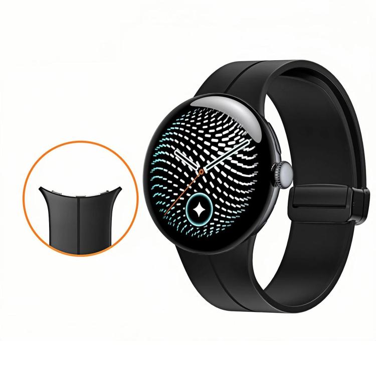 Folding Magnetic Clasp Silicone Watch Band, For Google Pixel Watch 5 / 4 / 3 45mm