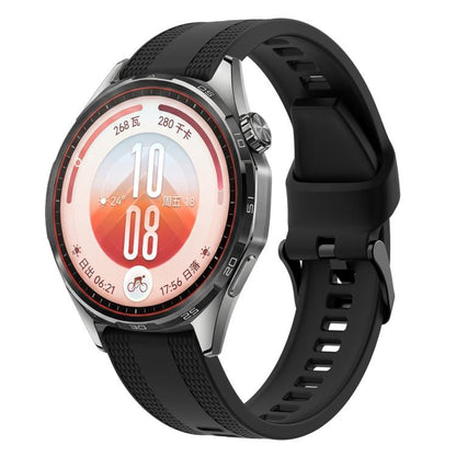 Woven Texture Pin Buckle Solid Color Silicone Watch Band, 22mm