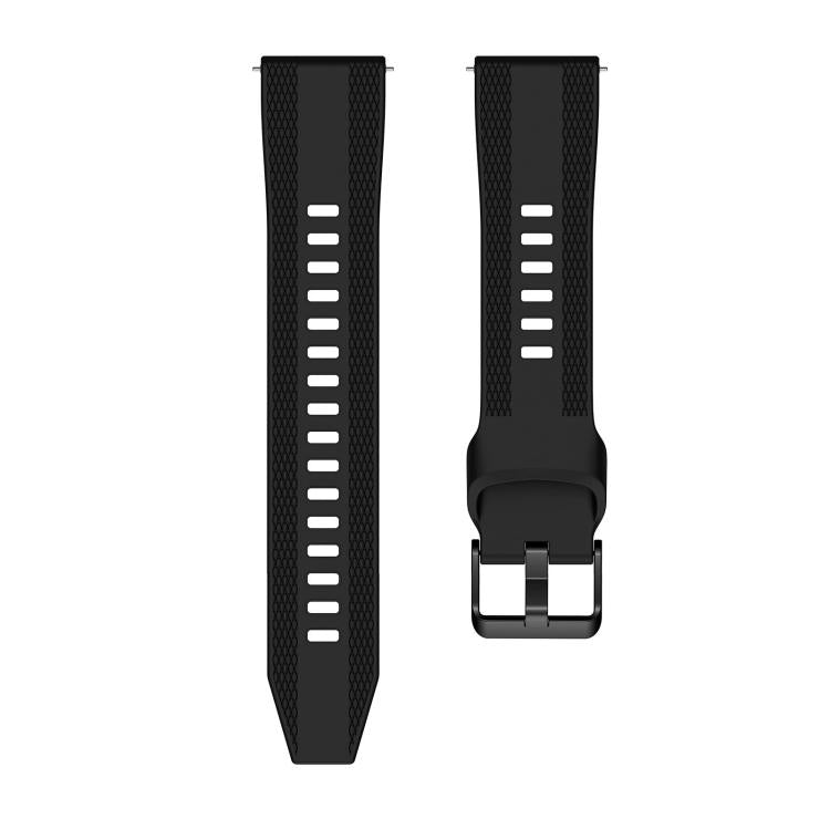 Woven Texture Pin Buckle Solid Color Silicone Watch Band, 22mm
