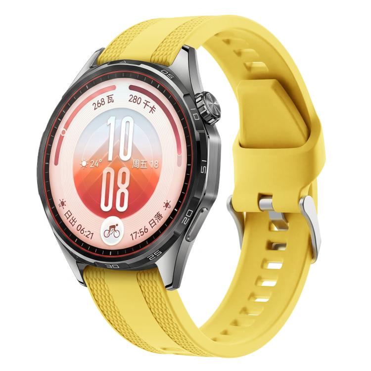 Woven Texture Pin Buckle Solid Color Silicone Watch Band, 22mm