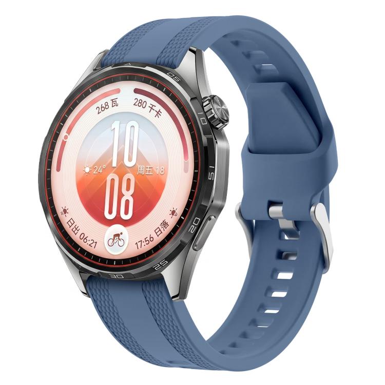 Woven Texture Pin Buckle Solid Color Silicone Watch Band, 22mm