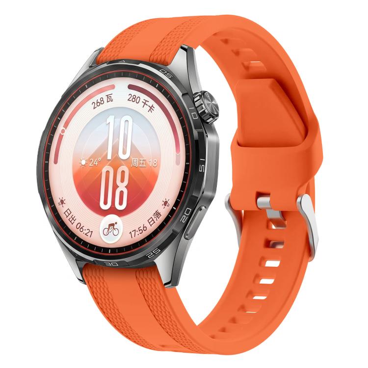 Woven Texture Pin Buckle Solid Color Silicone Watch Band, 22mm