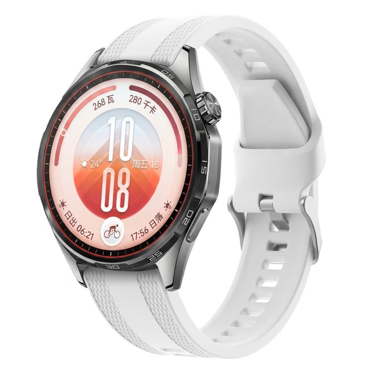 Woven Texture Pin Buckle Solid Color Silicone Watch Band, 22mm