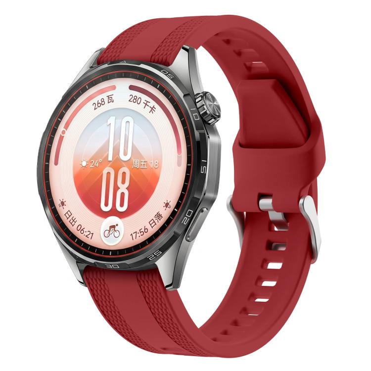 Woven Texture Pin Buckle Solid Color Silicone Watch Band, 22mm