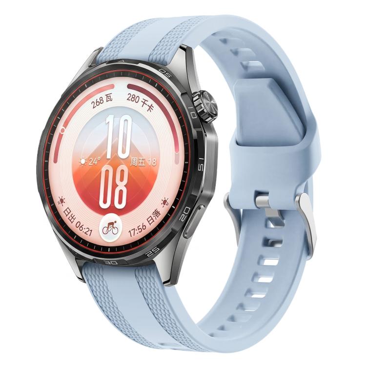 Woven Texture Pin Buckle Solid Color Silicone Watch Band, 22mm