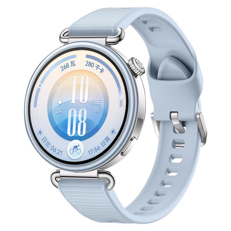 Press Button Long-Grain Texture Solid Color Silicone Watch Band, 18mm