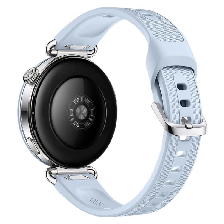 Press Button Long-Grain Texture Solid Color Silicone Watch Band, 18mm