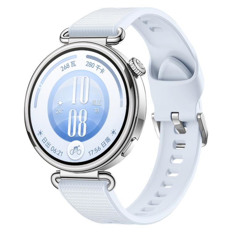 Press Button Long-Grain Texture Solid Color Silicone Watch Band, 18mm