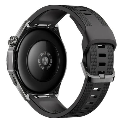 Press Button Dual-Sided Honeycomb Pattern Solid Color Silicone Watch Band, 22mm