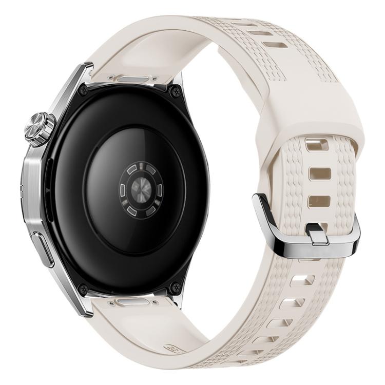 Press Button Dual-Sided Honeycomb Pattern Solid Color Silicone Watch Band, 22mm