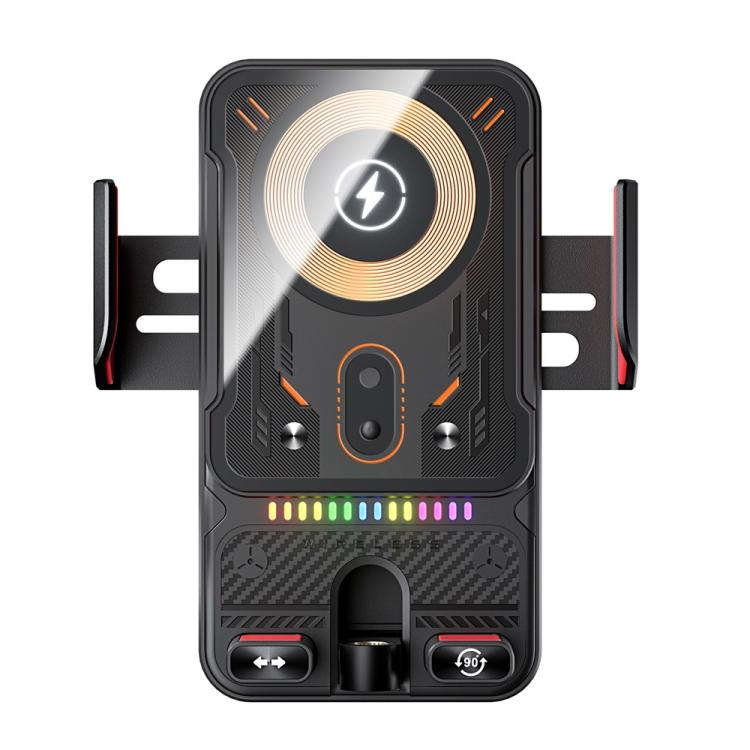 Car wireless charging phone holder stand with front charging pad and dual-port module
