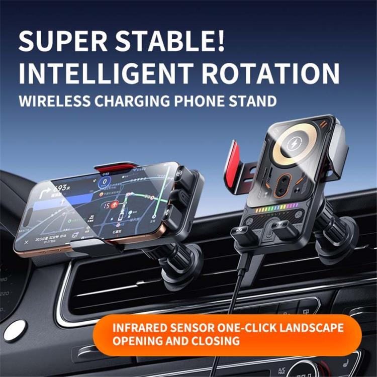 Wireless charging phone stand with magnetic mount and dashboard car vent clips