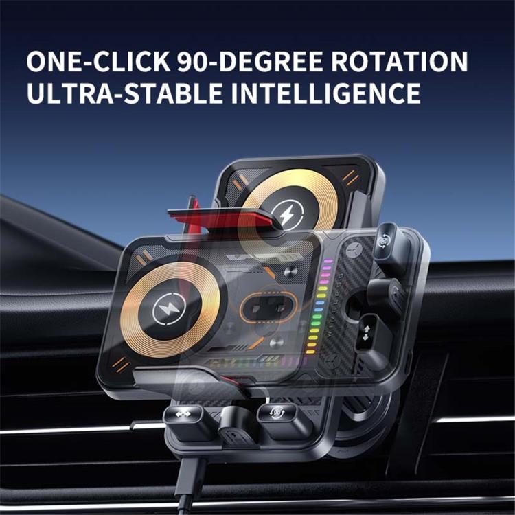 Car magnetic wireless phone holder with rotating charging stand and vent mount clips