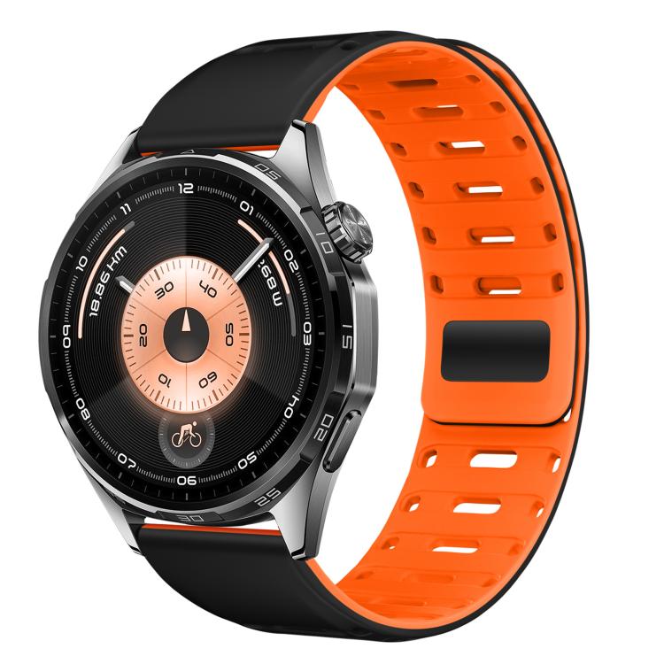 Press Button Mountain Armor Magnetic Silicone Watch Band, 18mm, 22mm