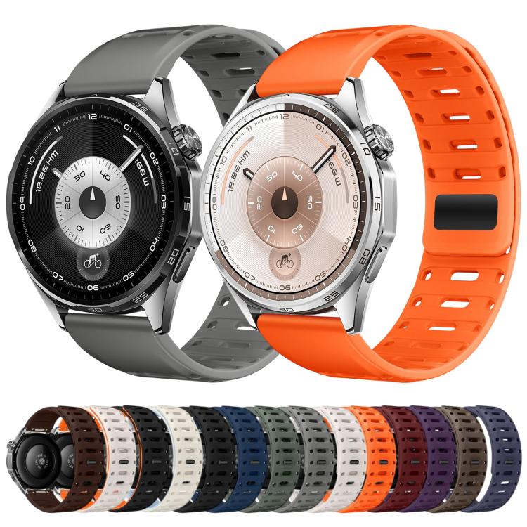 Press Button Mountain Armor Magnetic Silicone Watch Band, 18mm, 22mm