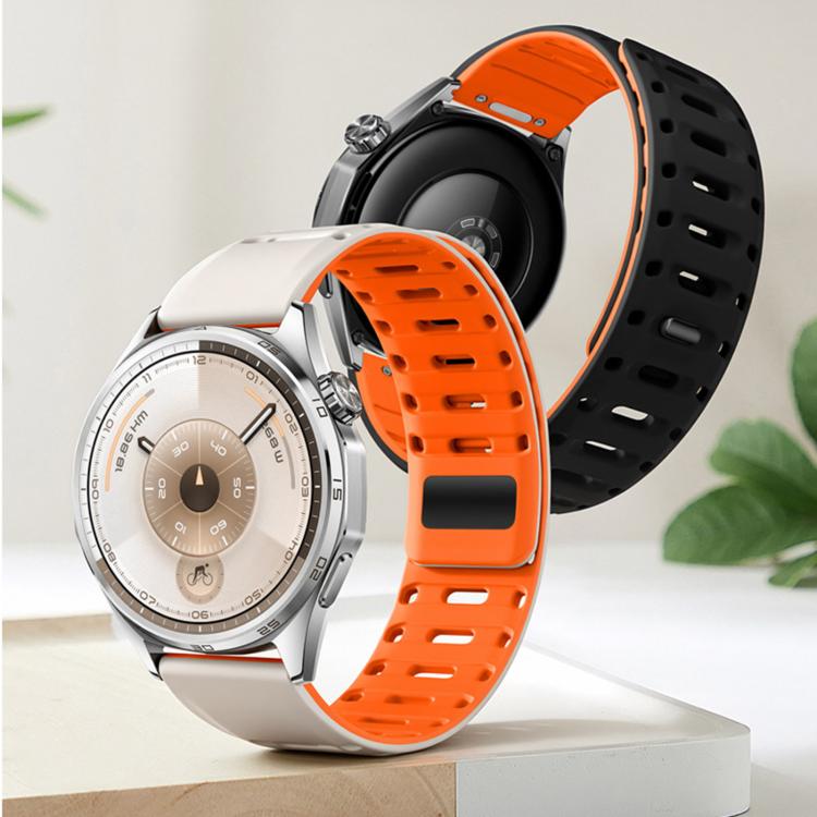 Press Button Mountain Armor Magnetic Silicone Watch Band, 18mm, 22mm