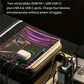 Black car charger dock with retractable cables and green LED indicators charging devices