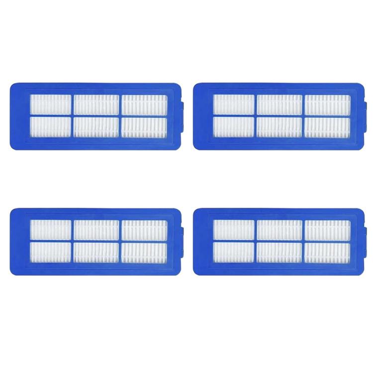 4-pack robot vacuum HEPA filters: blue frames, white pleated cartridges