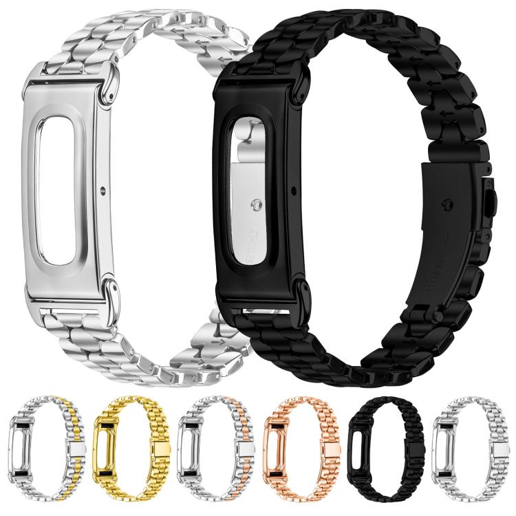 Metal Case Integrated Pearl Pattern Stainless Steel Watch Band, For Google Fitbit Air