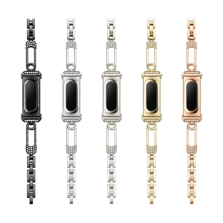 Metal Case Integrated Rhinestone Pin-Shaped Design Zinc Alloy Watch Band, For Google Fitbit Air